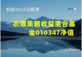 农银策略收益混合基金010347净值