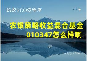 农银策略收益混合基金010347怎么样啊