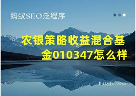 农银策略收益混合基金010347怎么样