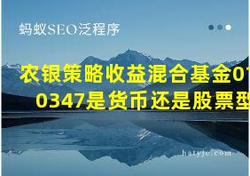 农银策略收益混合基金010347是货币还是股票型