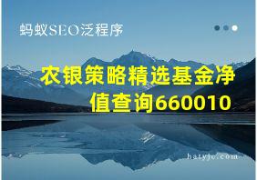 农银策略精选基金净值查询660010