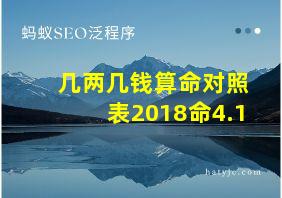 几两几钱算命对照表2018命4.1