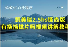 凯美瑞2.5hs锋尚版有换挡拨片吗视频讲解教程