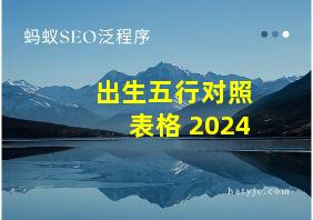 出生五行对照表格 2024