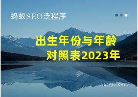 出生年份与年龄对照表2023年