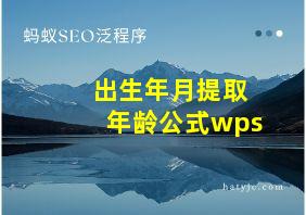 出生年月提取年龄公式wps