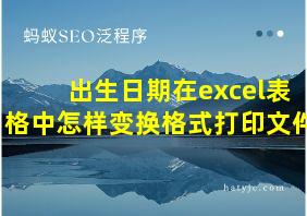 出生日期在excel表格中怎样变换格式打印文件