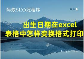 出生日期在excel表格中怎样变换格式打印