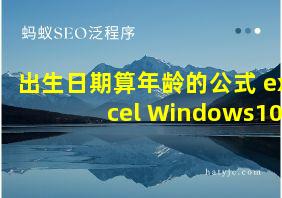 出生日期算年龄的公式 excel Windows10