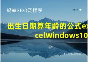 出生日期算年龄的公式excelWindows10