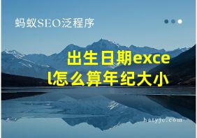 出生日期excel怎么算年纪大小