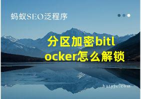 分区加密bitlocker怎么解锁