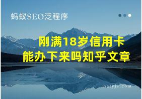 刚满18岁信用卡能办下来吗知乎文章