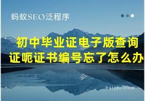 初中毕业证电子版查询证呃证书编号忘了怎么办