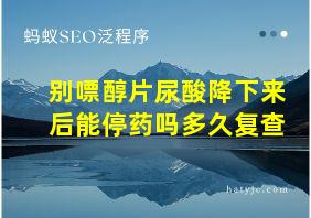 别嘌醇片尿酸降下来后能停药吗多久复查