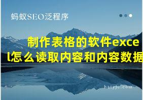 制作表格的软件excel怎么读取内容和内容数据