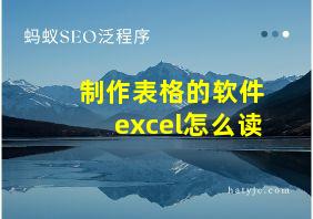 制作表格的软件excel怎么读