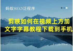 剪映如何在视频上方加文字字幕教程下载到手机