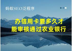 办信用卡要多久才能审核通过农业银行