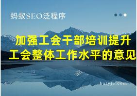 加强工会干部培训提升工会整体工作水平的意见