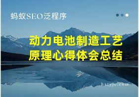 动力电池制造工艺原理心得体会总结