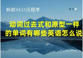 动词过去式和原型一样的单词有哪些英语怎么说