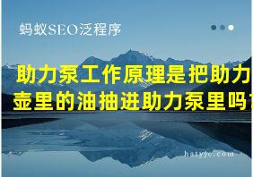 助力泵工作原理是把助力壶里的油抽进助力泵里吗?