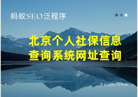 北京个人社保信息查询系统网址查询