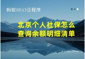 北京个人社保怎么查询余额明细清单