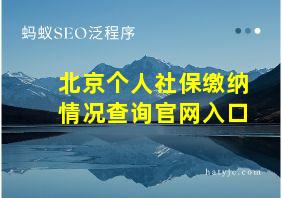 北京个人社保缴纳情况查询官网入口