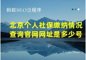 北京个人社保缴纳情况查询官网网址是多少号