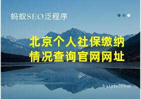 北京个人社保缴纳情况查询官网网址