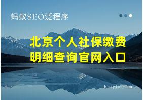 北京个人社保缴费明细查询官网入口