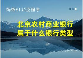 北京农村商业银行属于什么银行类型