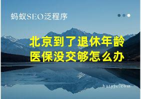 北京到了退休年龄医保没交够怎么办