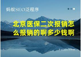 北京医保二次报销怎么报销的啊多少钱啊