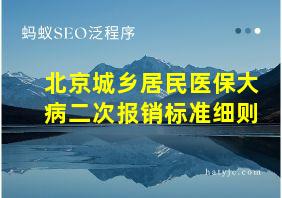 北京城乡居民医保大病二次报销标准细则