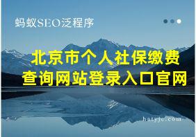 北京市个人社保缴费查询网站登录入口官网