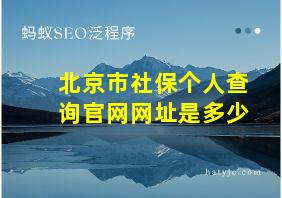 北京市社保个人查询官网网址是多少