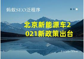 北京新能源车2021新政策出台