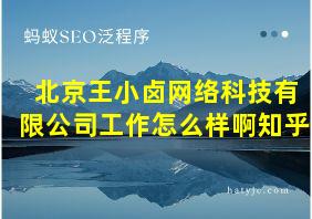 北京王小卤网络科技有限公司工作怎么样啊知乎