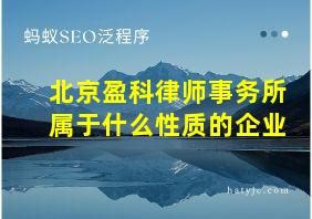 北京盈科律师事务所属于什么性质的企业