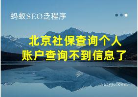 北京社保查询个人账户查询不到信息了