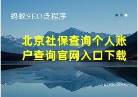 北京社保查询个人账户查询官网入口下载