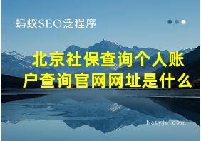 北京社保查询个人账户查询官网网址是什么