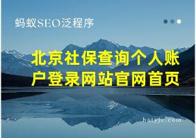 北京社保查询个人账户登录网站官网首页