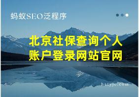 北京社保查询个人账户登录网站官网