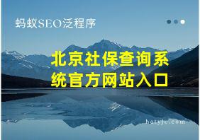 北京社保查询系统官方网站入口