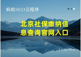 北京社保缴纳信息查询官网入口