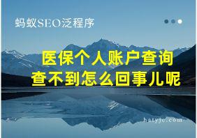 医保个人账户查询查不到怎么回事儿呢